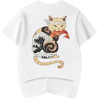 T-shirt graphique japonais FOXA pour hommes, manches courtes, jersey de coton, design streetwear, impression numérique