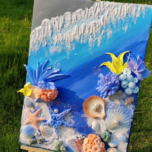 Kit de peinture DIY à texture de coquillage perlé fait main, thème plage et océan 3D, ensemble complet d'art, fournitures artistiques pour enfants et adultes, décoration murale XIXI - Product Image 5