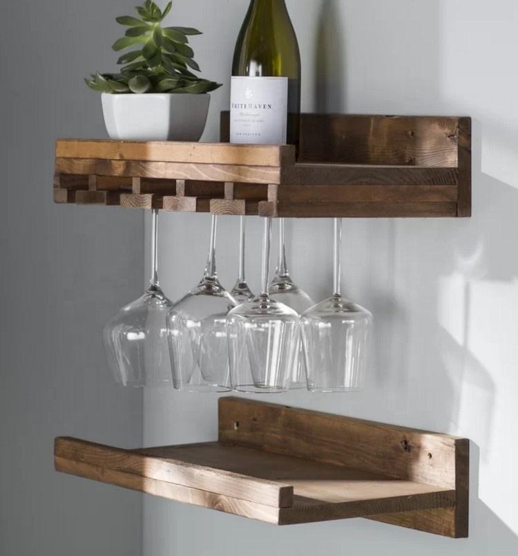 Hanging Solid Wood Wine Glass Rack Perfect for Home Gifts