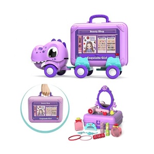 Kit d'habillage <span class=keywords><strong>de</strong></span> <span class=keywords><strong>maison</strong></span> <span class=keywords><strong>de</strong></span> jeu 3 en 1 pour enfant, camion dinosaure à friction, jouet pour boutique <span class=keywords><strong>de</strong></span> beauté, ensemble <span class=keywords><strong>de</strong></span> maquillage pour fille - Product Image 1