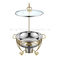 Kommerzieller 4,5L Vergoldeter Edelstahl 201 Chafing Dish - Luxuriöser Buffet-Speisenwärmer mit 24-Stunden-Heizung für Hotel-Catering