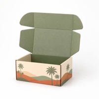 Caja de Cartón Corrugado con Impresión Interior a Todo Color Personalizada, Diseño de Paisaje Desértico con Palmeras, Caja de Embalaje para Regalos y Envíos