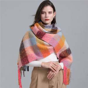 Écharpe élégante en cachemire à carreaux de luxe pour femme, hiver 2022, châles et étoles en pashmina - Product Image 4