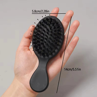 Mini brosse démêlante compacte avec étui en coton, emballage en vrac, brosse à cheveux en poils de sanglier vierges