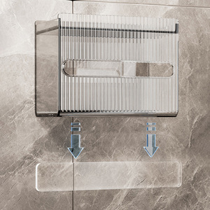 Caja de pañuelos acrílica impermeable para montar en la pared, sin taladro, rectangular, para baño, cocina, inodoro, sala de estar - Product Image 4