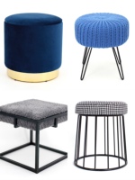Tabouret repose-pieds carré en fausse fourrure de couleur grise, avec jambes de cadre en métal, nouveau design moderne 2020