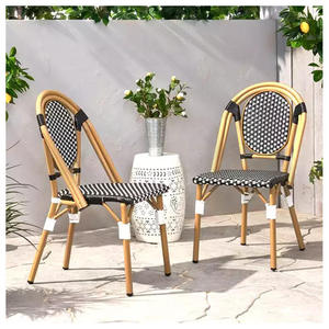 Mimbre francés gran oferta Silla de caña al aire libre restaurante Bar cafetería muebles parisino Bistro sillas y juego de mesa