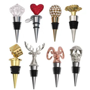 Custom Packaging Design Diy Diamond Wine Stopper Wine Bottle Plug Luxury Square Gold Dice Vaccum Wine Stopper