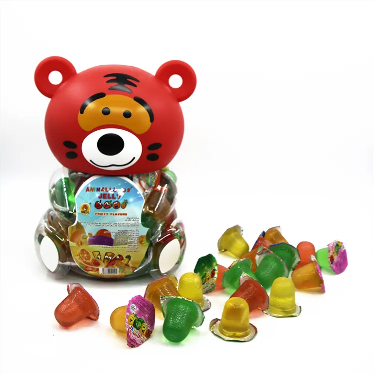 Cartoon Animal Tiger Shape Container Fruit Flavor Jelly Pudding Candy