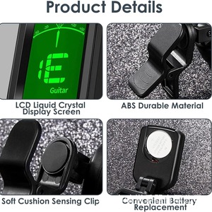 Accordeur électronique à clip numérique pour guitare, basse, ukulélé, avec écran vert et bouton d'alimentation - Product Image 5