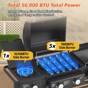 Entrepôt USA 2026 – Nouveauté : Barbecue d'été moderne en acier, four combiné gaz propane et cuisson, 5 brûleurs, allumage piézoélectrique - Product Image 2