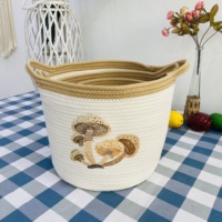 Paniers de rangement en corde de coton à motif coloré Paniers tissés ronds durables écologiques Poignées Organisateurs durables Cadeau pour la maison
