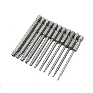 Bộ Tuốc Nơ Vít Đầu Torx Đa Kích Thước S2 Thép Dài 100Mm Bộ Bit Torx Có Lỗ Từ Tính Bảo Mật Đầu Khoan Torx