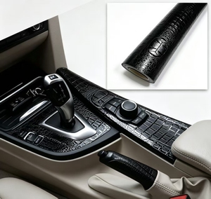 Vinilo adhesivo para coche con textura de piel de cocodrilo negro, película protectora para coche, calcomanía de vinilo negro. - Product Image 1