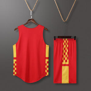 Ensemble de maillots de basket-ball à carreaux personnalisés, respirant, en maille, sans manches, uniforme d'entraînement unisexe - Product Image 3