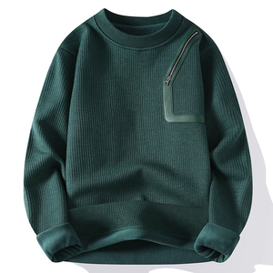 Logotipo personalizado ODM y OEM cuello redondo con parte inferior de punto camisa Otoño e Invierno Plus Fleece grueso suéter de los hombres - Product Image 2