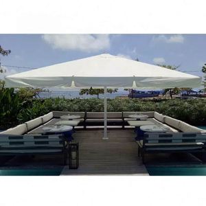 Cafe Shop Aluminum Alloy Frame Fabric Roof <b>Umbrella</b> Outdoor Waterproof Round White Shading <b>Umbrella</b> - Product Image 1