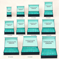 Boîte cadeau en carton bleu clair de luxe à 9 compartiments pour chocolats, emballage pour mariage, faveur, macaron, boîte en papier vide avec insert en papier