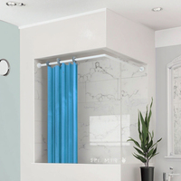 Rideau de douche magnétique moderne à trois faces pour salle de bain Séparation sèche et humide en aluminium invisible sans perçage Ensemble de tiges incurvées étanches