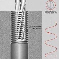 Fraise à fileter pleine profondeur en carbure monobloc non revêtu pour aluminium, pour usinage CNC, usage général, filetage interne haute vitesse, métrique