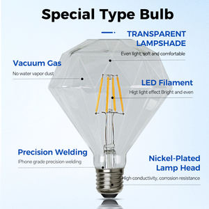 Lampe à filament LED transparente en forme de losange plat B22 E27 grande et petite <span class=keywords><strong>ampoule</strong></span> décorative à bouche à vis - Product Image 3