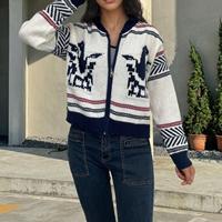 Nouveau pull court pour femme, style rétro chic, tricoté, pour l'automne et l'hiver