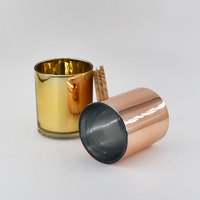8oz 10oz 12oz Shinny Champagner Aroma therapie Kerzen behälter Luxus Glas Galvanik Kerzen gläser mit Bambus deckel