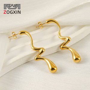 Zogxin Geometric Stud Earrings Gold Zinc Alloy Party Fashion Jewelry - Product Image 1
