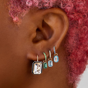 Pendientes de Aro Grandes Cuadrados de Plata de Ley S925 con Circonita y Esmalte de Color de CANNER Fashion - Product Image 4