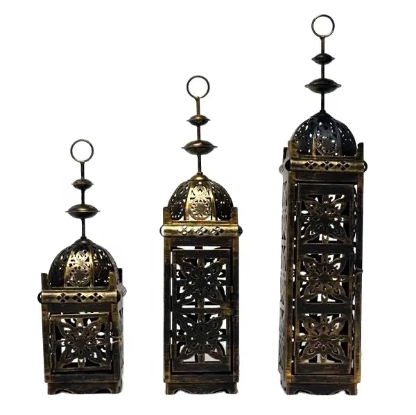 Decorative Lantern Set Of 3 Metal Moroccan Lanterns