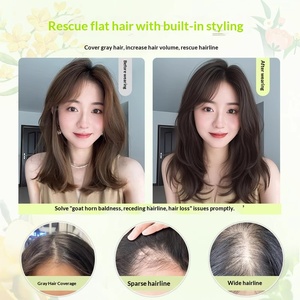 Perruque bouclée légère sans filet à <span class=keywords><strong>cheveux</strong></span>, effet volume, pour couvrir les <span class=keywords><strong>cheveux</strong></span> gris, perruque complète pour femmes - Product Image 2