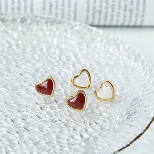 Dainty White Stone Gold Plated EIrregular Shape Romantic Resin Blue pink Stainless Steel Gold Plated Hug Pendant <b>Couple</b> <b>Necklace</b> - Product Image 2