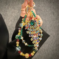 Breloque de téléphone vintage colorée à motifs floraux, ornée de strass et de perles, lanière de poignet pour sac, bijou artisanal pour femme, cadeau