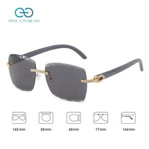 Vintage Fashion Diamond Rimless <b>Sunglasses</b> Luxury Wood Color Small Women Shade <b>Sunglasses</b> 2022 - Product Image 5