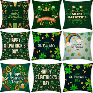 St. Patrick's Day <b>Throw</b> Pillow Square Cushion <b>Cover</b> Removable Flax Fabric Decorative Pillowcase for Home <b>Sofa</b> - Product Image 1