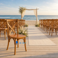 Chaise en bois à dossier en X en stock, chaise de salle à manger en bois massif à dossier croisé, mobilier commercial pour restaurant, hôtel, banquet, événement