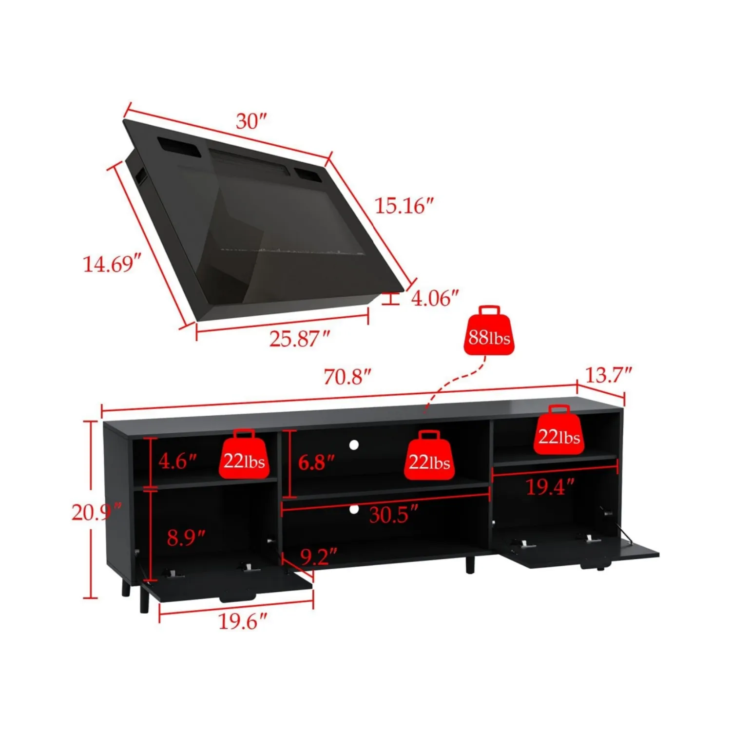 China Fabriek Verkoper Traditionele Magazijn Smart 85 Inch Met Open Haard Mooi Design Mode Tv Stand Meubels