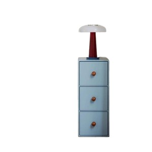 Red White Solid Wood <b>Narrow</b> Nightstand With <b>Storage</b> For Bedroom - Product Image 5
