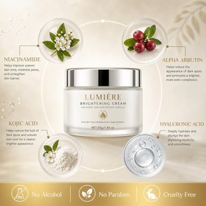 Crème <span class=keywords><strong>Visage</strong></span> Éclaircissante à la Niacinamide et à l'Alpha Arbutine pour les <span class=keywords><strong>Taches</strong></span> Pigmentaires et les <span class=keywords><strong>Taches</strong></span> <span class=keywords><strong>Brunes</strong></span>, Soin Éclaircissant, OEM, Marque Privée, Vente en Gros - Product Image 3