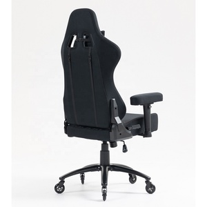 180 inclinaison verrouillage bascule course Style chaise de bureau ajouter repose-pieds gratuit tissu noir Silicone roue jeu chaise d'ordinateur - Product Image 4