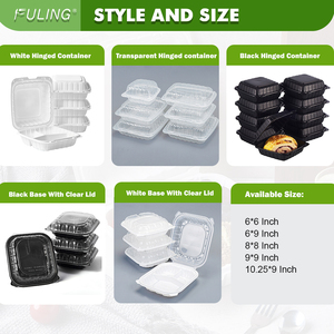 FULING 8x8 pulgadas PP plástico <span class=keywords><strong>restaurante</strong></span> desechable llevar fiambrera con bisagras To-Go contenedor Clamshell contenedor de alimentos - Product Image 4