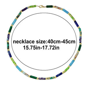 <span class=keywords><strong>Collana</strong></span> di pietra naturale blu turchese Agalmatolite in pietra lapislazzuli Jasper imperiale <span class=keywords><strong>collana</strong></span> di perle di energia guarigione girocollo per le donne - Product Image 2