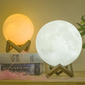 Lampe led imprimée en 3d rappelant la lune, Rechargeable par usb, luminaire décoratif d'intérieur, nouveau modèle de 2020 - Product Image 5