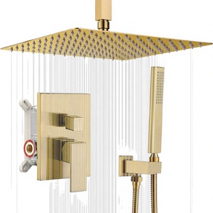 Sistema de Ducha de Lluvia con Montaje en Techo, Desviador con Acabado Cromado, Juego de Ducha de Latón Sin Recubrimiento para Baño, Garantía de 3 Años, Fácil Instalación - Product Image 4