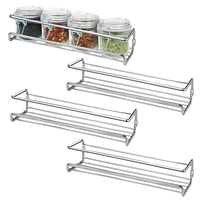 Étagère à épices murale sans perçage, support multi-niveaux en fer forgé argenté pour bouteilles d'assaisonnement, en stock
