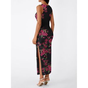 Bodycon <b>Maxi</b> <b>Dress</b> Womens Sleeveless Floral Print Fitted With Side Slit Club Party <b>Dress</b> - Product Image 4