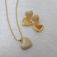 Parure de bijoux JML de luxe plaqué or 14 carats avec pendentifs cœur en laiton et zircon pour femme, idéale pour fiançailles, mariages et fêtes, cadeau parfait