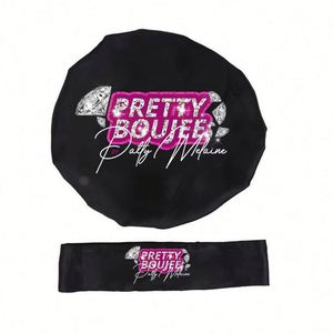 Wholesale Personalized Custom Logo Bonnet With Edge <b>Scarf</b> Private Label Bonnets and Satin Hair Wraps Promotion Gift - Product Image 1