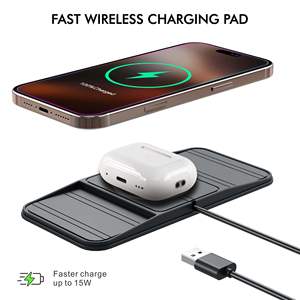 <span class=keywords><strong>Chargeur</strong></span> sans fil 2-en-1 15W, station de recharge inductive antidérapante pour voiture, tapis de recharge sans fil pour <span class=keywords><strong>iPhone</strong></span> 17 - Product Image 2