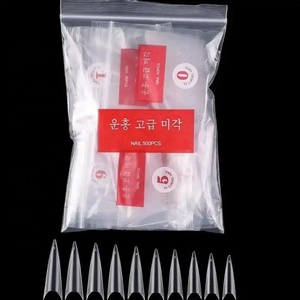 Kit de faux ongles en sachet, 500 pièces, demi-ongle français acrylique ABS pour manucure doigts orteils ensemble C pointu 10 tailles - Product Image 6